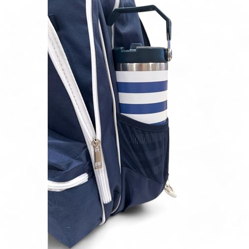 Teddi Pickleball Backpack Grn/wh- Large Capacity Pickleball Bags for Women - Durable 1000D Nylon, Multipurpose Paddle Case with Multiple Pockets, Stylish Paddle Bag - color: navy/white