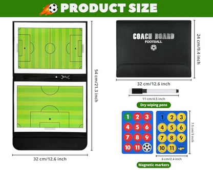 Magnetic Soccer Coaching Board Tactical Clipboard Kit with Dry Erase Portable Strategy Coach Board