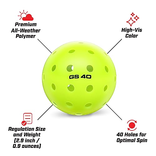 GoSports GS 40 Pickleball Balls - 4, 12, or 36 Pack of Regulation USAPA Pickleballs - color: 12 Pack - Neon Green