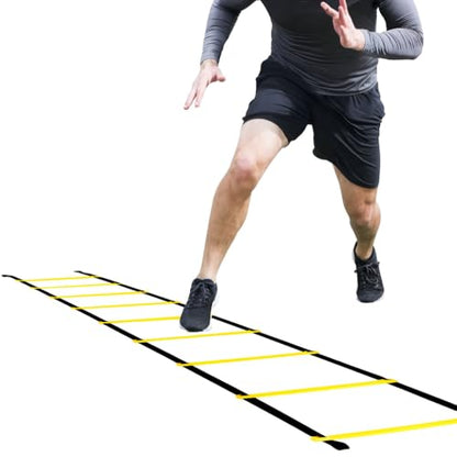 Agility Ladder, Speed Training Ladder for Soccer, Football, Fitness, Footwork & Agility Drills Durable Training Equipment with Carry Bag 8 Rungs, 12 Feet
