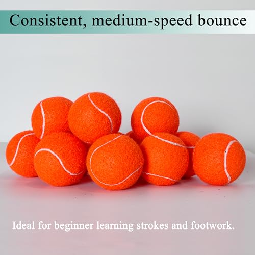 Tennis Balls, 15 Pack Practice Tennis Ball for Beginners, Training Playing Tennis Balls for Dogs, Come with Mesh Carry Bag - color: Orange