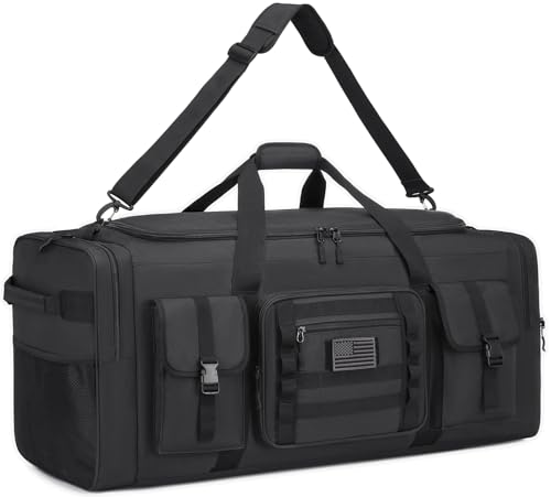 135L 37" Extra Large Duffle Bag for Men, Heavy Duty Duffle Bag for Travel with Adjustable Shoulder Strap, Sports Gym Equipment Bag for Soccer/Baseball/Basketball/Hockey - color: Black