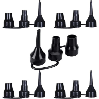 5Pcs Black Replacement Nozzles Electric Air Pump, 3 Sizes Plastic Nozzles Head for Air Bed, Inflatable Pool Sofa Swimming Ring, Mattress, Camping Cushions, Toy, Balloons, Yoga Balls