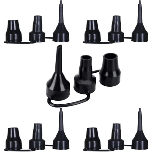5Pcs Black Replacement Nozzles Electric Air Pump, 3 Sizes Plastic Nozzles Head for Air Bed, Inflatable Pool Sofa Swimming Ring, Mattress, Camping Cushions, Toy, Balloons, Yoga Balls