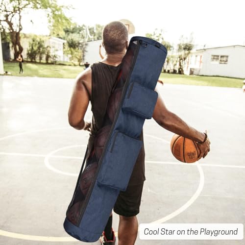 VISEMAN Mesh Equipment Bag for Balls Heavy Duty Sport Equipment Bag with Adjustable Shoulder Straper Design for Gym Training,Soccer,Football,Basketball,Volleyball - color: Navy Blue