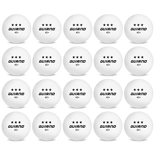 Guirnd 20 Pack Ping Pong Balls, 3 Star Table Tennis Balls, 40+ Pong Ball Competition and Recreational Play, Abs Ping Pong Ball, Games, DIY - color: White