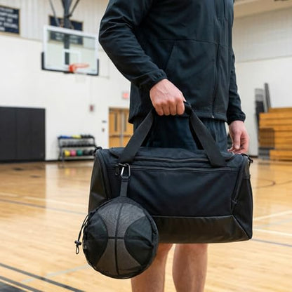 Thinp Single Mesh Ball Bag with Zipper Pocket, Ball Storage Bag Mesh Storage Bags with Double Hook Portable Drawstring Sling Back Bags for Soccer Basketball Football Volleyball Rugby