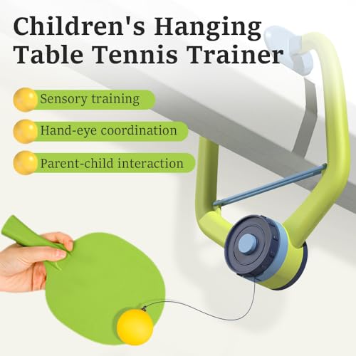 Door Ping Pong Game Over The Door, Adjustable Hanging Table Tennis Trainer Portable Set, Ping Pong Doorway Game with Racket and Balls for Kids