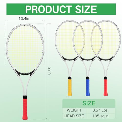 12 Pcs Tennis Rackets for Adult Recreational 12 Players 27'' Tennis Racket Set with 6 Balls Lightweight Tennis Rackets Bulk for Women Men Tennis Training and Beginner with Overgrip and Bag