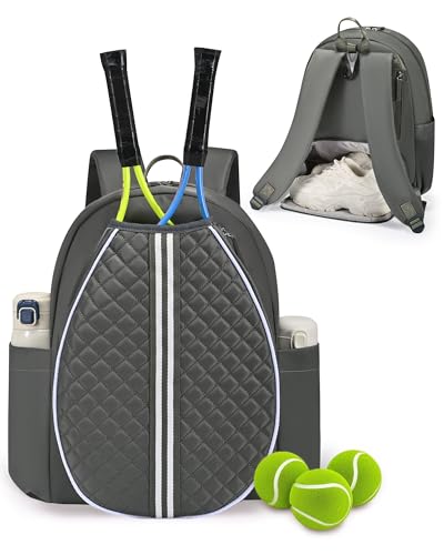 Tennis Bag, Quilted Tennis Sling Crossbody Backpack, Water Resistant Tennis Racket Bags for Women Men, Suitable for Pickleball Tennis Badminton - color: Green, size: Large