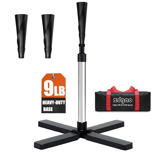 LOMGWAYS Baseball/Softball Batting Tee-Adjusts from 23"-36", Premium Portable Baseball tee with 2 Ultra- Flexible Rubber Tops and Heavy Weight Base for Teens/Adults, Outdoor/Indoor