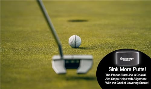 Ball Badge Aim Stripe - 360 Degree Golf Ball Line Marker Kit with Golf Bag Attachment for Perfect Alignment and Precision Putting - color: Black