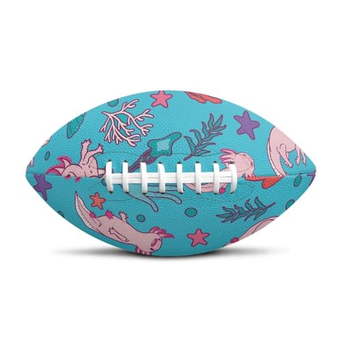 SYtrade Recreational Football Game Footballs PU Composite Leather Footballs for Training Indoor Outdoor - color: Axolotl Starfish Blue