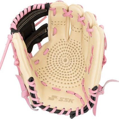 SSK Z5 Craftsman Infield Baseball Glove – 11.25” - 11.5” - 11.75” - 12” – Right & Left Hand Throw - color: Camel/Black/Pink, size: 11.5" - Right Hand Throw