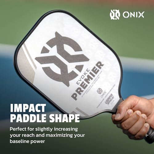 Onix Evoke Premier Professional Tournament Pickleball Paddle Composite Face Impact Paddle Shape - color: White, size: Medium, style: 14mm