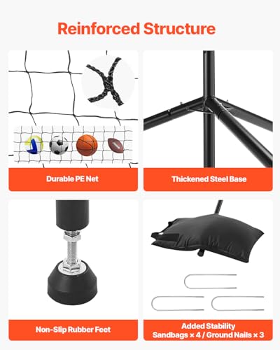 VEVOR Volleyball Training Net System,8 * 11/12 * 11ft/Pitching Practice/Spiking Practice/14 Net,Portable Net Station, Easy Setup Indoor Outdoor Target Net for Serving Spiking Setting - style: Pitching Practice