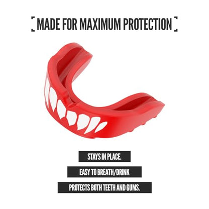 2 Pack Nxtrnd Rush Dual Layer Mouthguard, Custom Fit Sports Mouthpiece for Football, Boxing, MMA, Basketball, Hockey, Lacrosse, Youth & Adult (Red) - color: Red