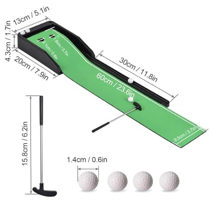 Club Putting Practice Set, Desktop Club Putter Trainer Automatic Return Tracks Rubber Base Practice Putting Green for Indoor Home Office Use