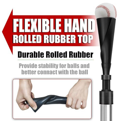 LOMGWAYS Baseball/Softball Batting Tee-Adjusts from 23"-36", Premium Portable Baseball tee with 2 Ultra- Flexible Rubber Tops and Heavy Weight Base for Teens/Adults, Outdoor/Indoor