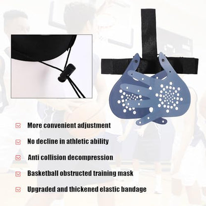 BOXOB Basketball Training Mask, Hand in Your Face Basketball Mask Face Guard for Preventing Collision Guard Shooter Jump Shot Dribble Training Equipment for Improving Skills (Black & Blue)