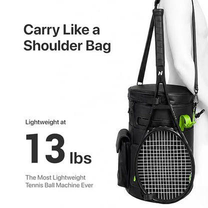 L1 Tennis Ball Machine, Ultra Light 6KG Backpack Design, Dual Control via APP & Remote, up to 50 Balls Capacity, 2–3 Hours Battery Life,Adjustable Speeds & Oscillating - color: Black