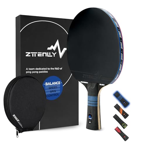 Ping Pong Paddle with Carbon Technology | Performance-Series,7-ply Finest Blade, Expert Speed/Edge/Balance, Thicker Protector Case | Table Tennis Racket for Professional - color: 1-Pack, style: Balance