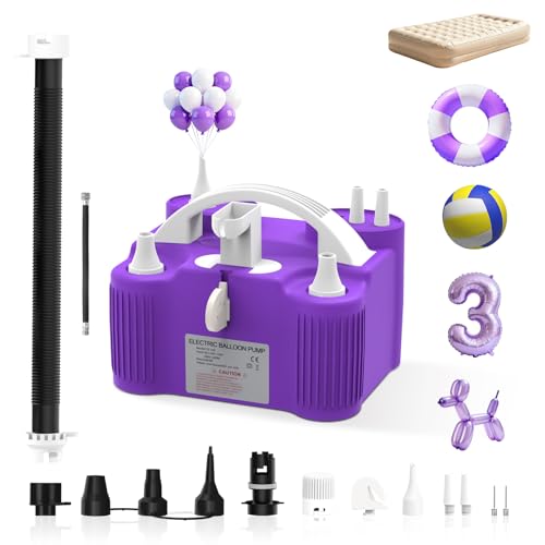 Electric Balloon Pump 4-in-1 Air Pump Portable Electric Balloon Blower Machine Dual Nozzle Quick-Fill 110V AC Inflator Deflator for Balloons Pool Floats Air Mattress Inflatables