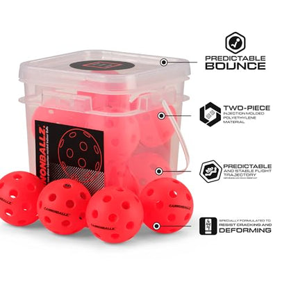 Cannonballz - Indoor Pickleball Balls Multi-Pack – 26 Hole Fluorescent Ember Pickleball Balls, USAPA Approved Indoor Pickleballs for Training, Practice & Tournament Performance - size: 10 Pack