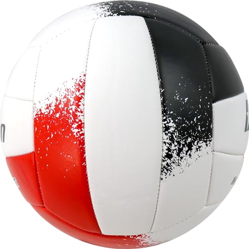 Baden | Match Point | Cushioned Synthetic Leather | Outdoor Recreation Backyard Volleyball + College Camp Ball | Official Size 5 - color: Red/Black/White