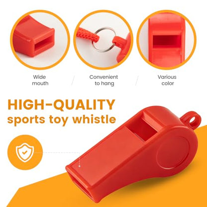 TINSKY 48 Pcs Sport Whistle with Bracelet, 6 Colors Loud Plastic Whistles for Coaches, Referees, Officials, Birthday Party Gift, Emergency Training, the 2026 World Cup Festivals