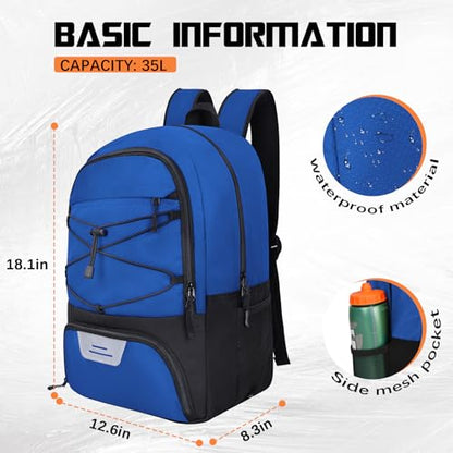 Goloni Soccer Backpack Bag with Separate Ball & Cleat Shoe Compartment,Sports Gym Backpack for Teen Girls Boys Men Women Kids - color: Dark Blue