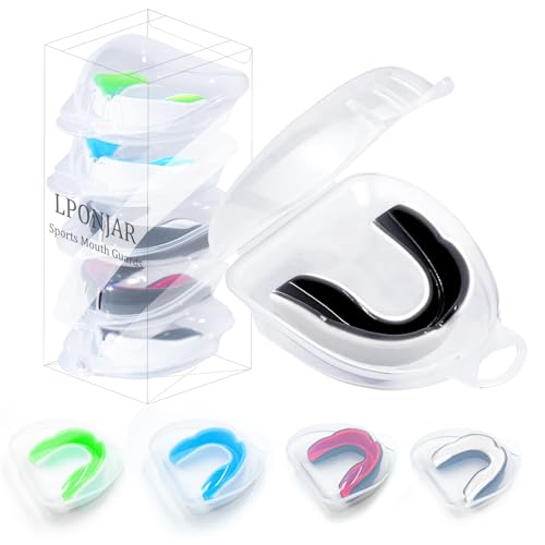 LPONJAR 5 Pack Toddler Kids Youth Mouth Guard, Moldable Sports Mouthguard with Case for Boys & Girls, Ideal for Non Braces, Football Lacrosse Hockey Basketball Boxing Soccer Taekwondo MMA Karate - size: Small (under 7 Year old)