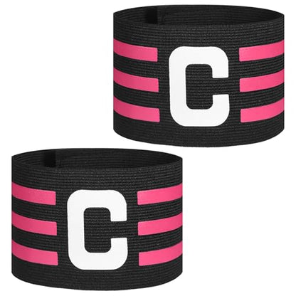 2Pcs Adjustable Soccer Captain Armband, Elastic Protective Captain Arm Bands, Classic C Sports Armbands for Football Basketball Player Youth Adult Team Outdoor Training Accessories