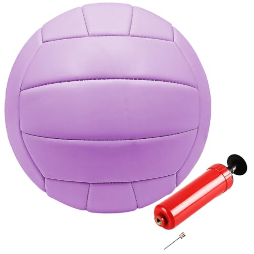 ABAJI Volleyball Official Size Thicker PVC Pure Color with Pump Waterproof Anti-Explosion Design Training Practice Indoor Outdoor Beach Pool Play - color: Purple