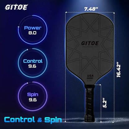 G-Pro Pickleball Paddle – 16MM Raw Carbon Fiber T700 Pickleball Paddle with High Spin, Control & Power – 2025 USAPA Approved for ‎Professional Players