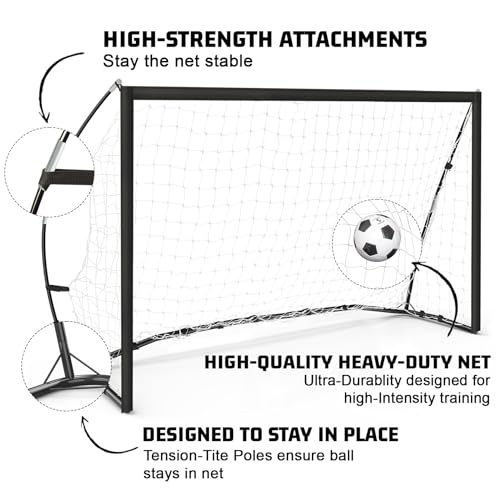 Portable Soccer Goal for Backyard, Kids Youth Adults Soccer Goal Set with Net + Ground Stakes, Soccer Target and Agility Speed Training Equipment - style: 12 x 6 Feet