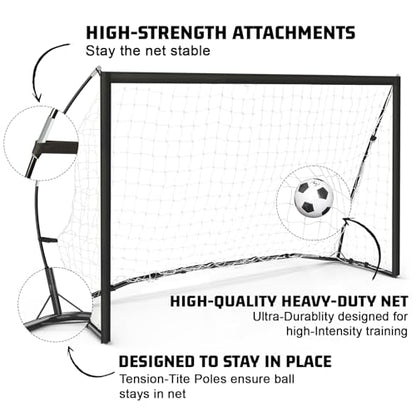 Portable Soccer Goal for Backyard, Kids Youth Adults Soccer Goal Set with Net + Ground Stakes, Soccer Target and Agility Speed Training Equipment - style: 12 x 6 Feet
