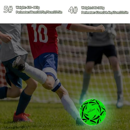 Light Up Soccer Ball,Glow in The Dark Soccer Ball Size 4/5 with Pump,Glowing Luminious Soccer Balls for Day&Night Games and Training Gifts for Men Youth and Adult Night Games - size: Size 4