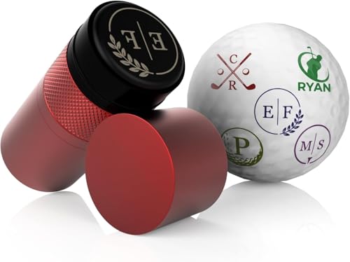 Personalized Golf Ball Stamp Marker, Custom Large 17mm Logo Stamper, Reusable Waterproof Aluminum Golf Ball Marking Tool, Unique Golf Accessories Gift for Men Golfer,Dad,Husband (Red) - color: Red