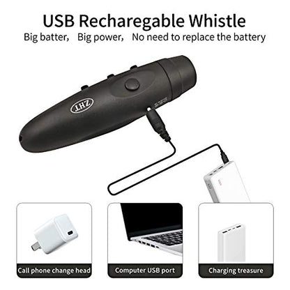 ZHT Electronic Whistles for Referees with USB Charging, 3 Tone High Volume Emergency Whistle for Referee Coaches Teacher, Outdoor Camping Hiking Boating Safety Whistles with Lanyard - color: Black