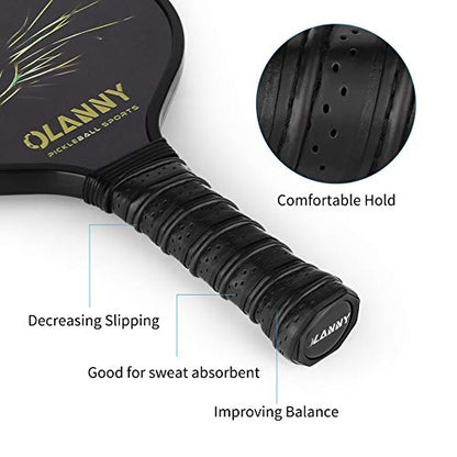 OLANNY Graphite Pickleball Paddles Set- Premium Rackets Fiber Face & Polymer Honeycomb Core Pickleball Set Includes Pickleball Paddles + Pickleball Balls+ Replacement Soft Grip + 1 Bag - color: Lion head Pickleball Paddles