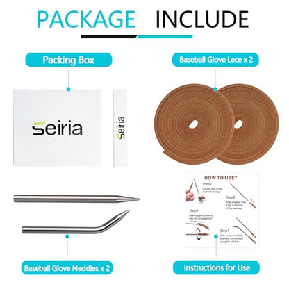 Baseball Glove Lace, Mitt Lace Repair Kit Softball 2 Leather Laces and 2 Lacing Needles for Catcher's Glove - color: Tan