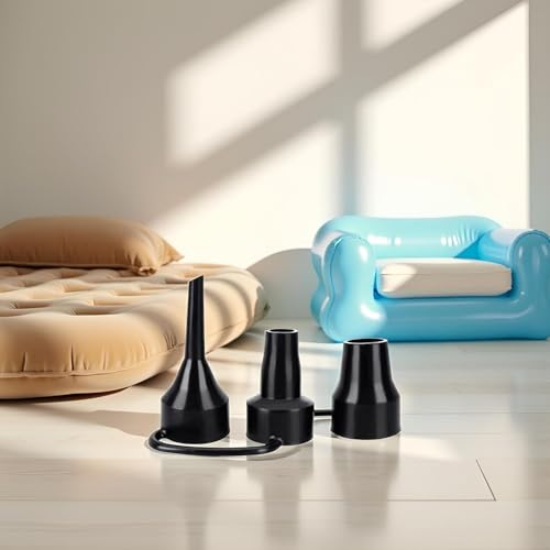 Black Air Pump Replacement Nozzles, Plastic Pump Nozzles, 3 Sizes Inflatable Pump Nozzles Head, Air Pump Inflator Adaptor Accessory for Partial Air Bed, Air Mattress Accessories
