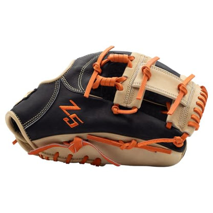 SSK Z5 Craftsman Infield Baseball Glove – 11.25” - 11.5” - 11.75” - 12” – Right & Left Hand Throw - color: Black/Camel/Orange, size: 11.5" - Right Hand Throw