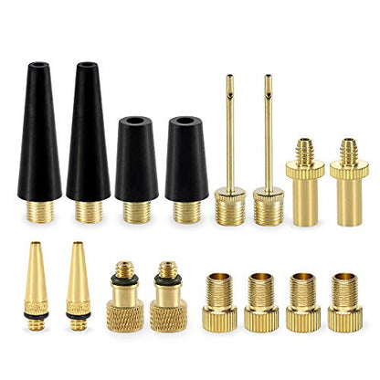 Bicycle Presta Schrader Valve Adaptor, 16PCS YASI Brass Bike Pump Adapters, Ball Pump Needle, Balloon Inflatable Toys Nozzle Inflator Adapter, Air Pump Accessories for Standard Pump or Air Compressor1