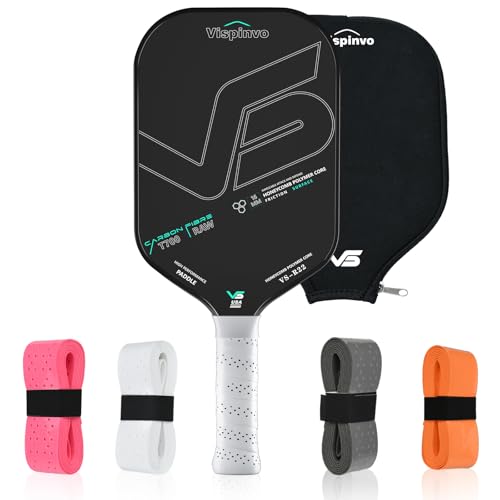 Pickleball Paddle, 16MM T700 Thermoformed Raw Carbon Fiber Pickleball Paddle, USAPA Approved, Polypropylene Honeycomb Core, Foam Injected Edges for Expanded Sweet Spot, Control and Balance - color: Black & White