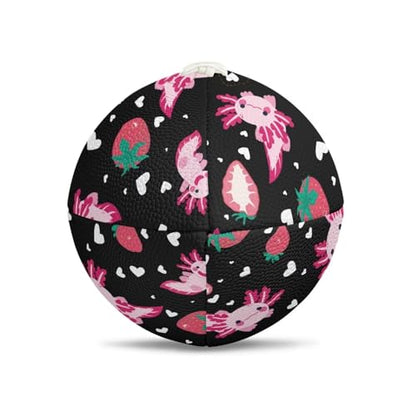 SYtrade Recreational Football Game Footballs PU Composite Leather Footballs for Training Indoor Outdoor - color: Axolotl Love Strawberry Black