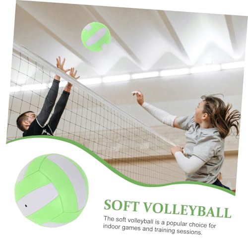 CHILDWEET Official Size Soft Indoor Volleyball Training Ball, Inflatable Painless 5# Volleyball for Students and Entrance Exam Sports Practice, Macaron Green-White