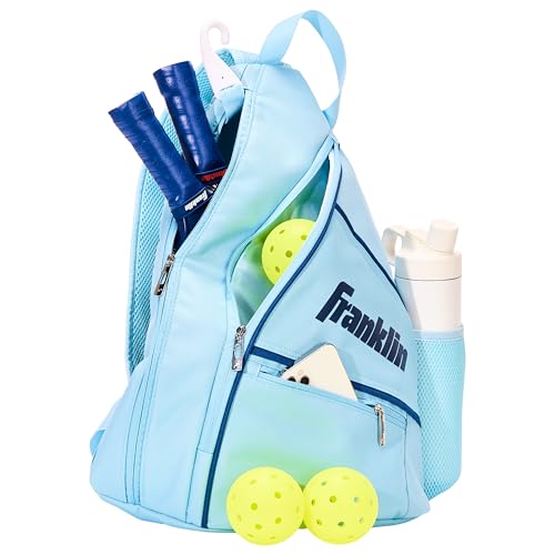 Franklin Sports Pickleball Bags - Sling Bag Backpack for Gear + Equipment - Men + Women - Holds Paddles, Balls + Accessories - color: Carolina Blue