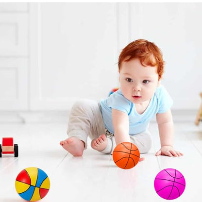 ABAJI Mini 3 Pack 5 inch Toy Basketballs Ball Pump Needle Rubber Material Mini Hoop Toddlers Kids Teenagers Swimming Pool Indoors Outdoors - color: 3 Orange Basketballs